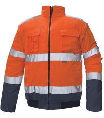 Pánska HI-VIS zimná bunda CLOVELLY PILOT 2 v 1 Cerva oranžová/navy